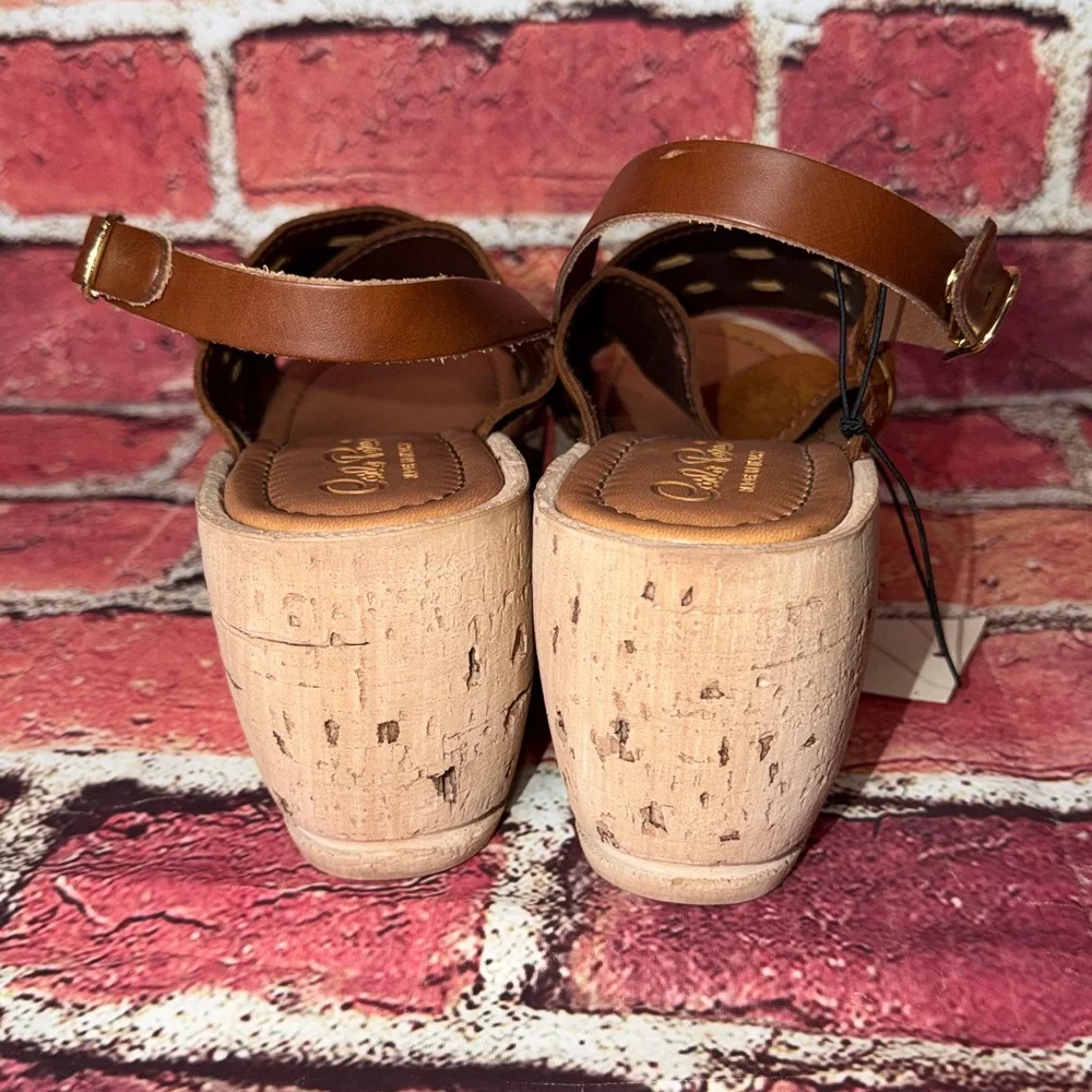 Carlo Pera Made in Italy Leather Wedge Sandals – Size 40 US size 9-9.5 new